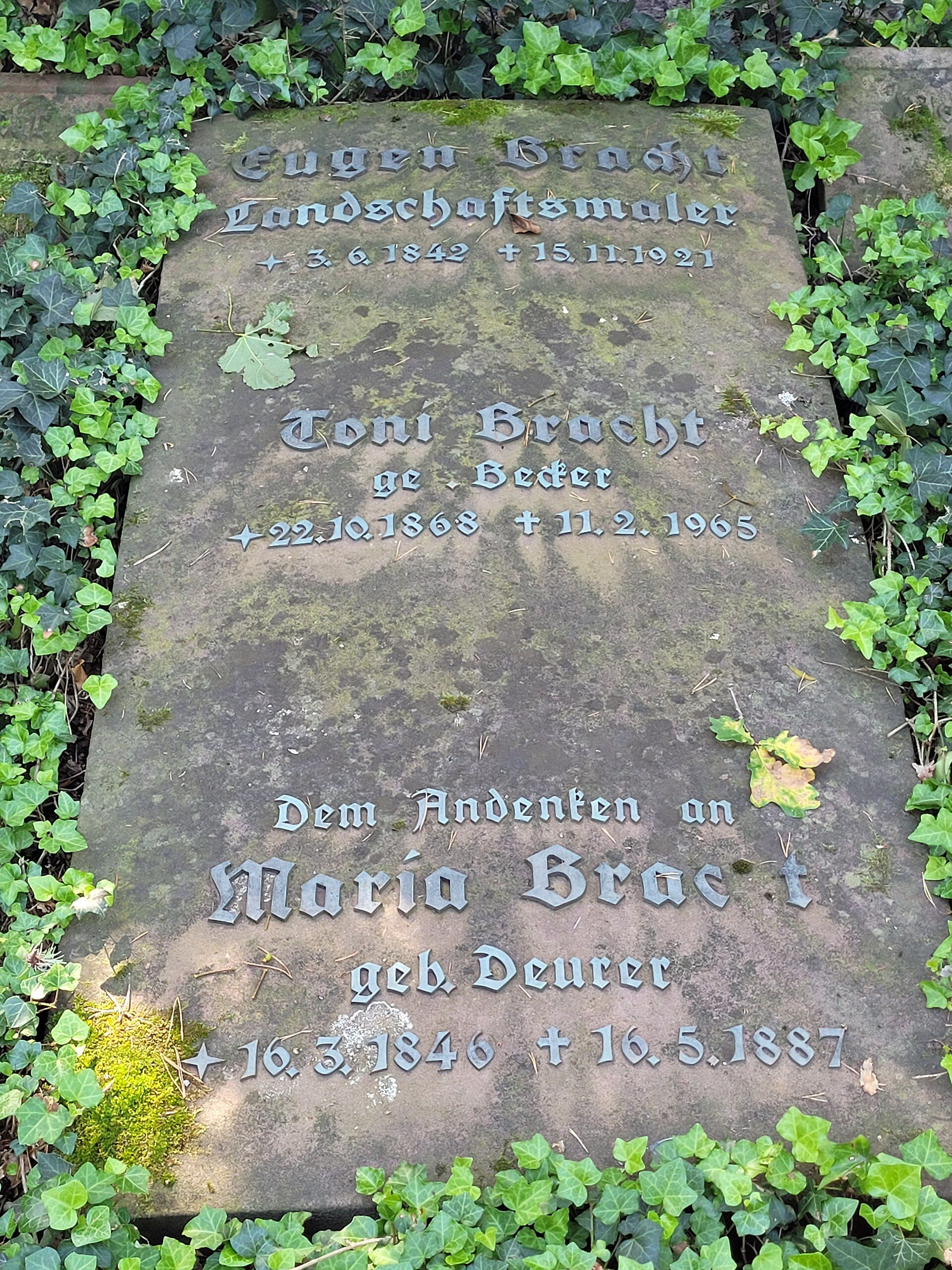 Grabplatte des Landschaftsmalers Eugen Bracht auf dem Waldfriedhof Darmstadt